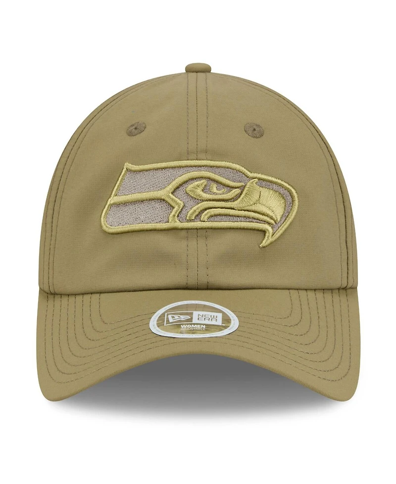 New Era Women's Green Seattle Seahawks 2025 Salute to Service Pony Tail Adjustable Hat