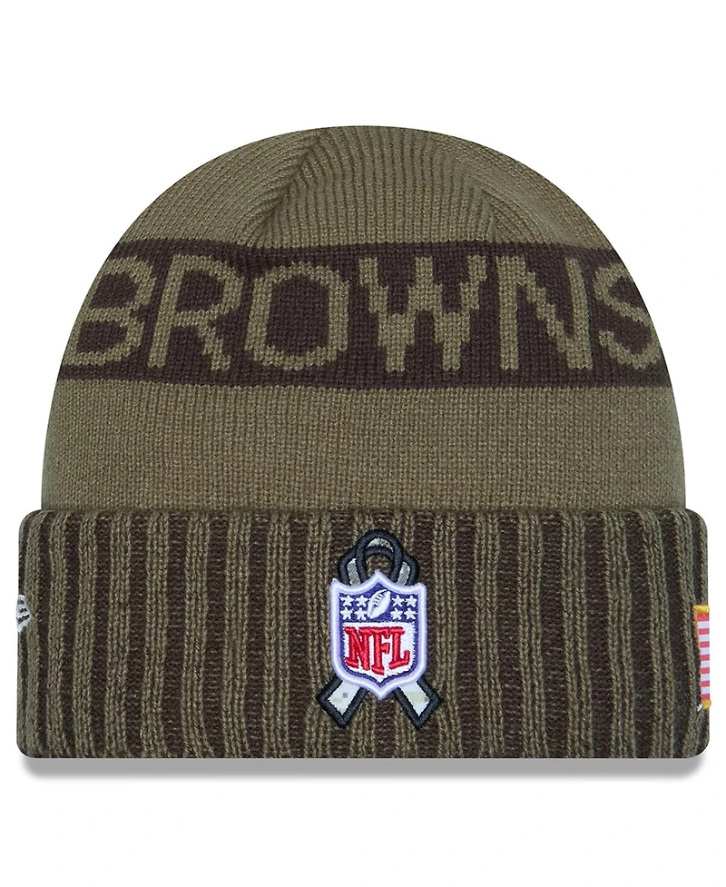 New Era Men's Dark Green Cleveland Browns 2025 Salute to Service Cuffed Knit Hat