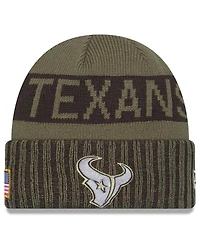 New Era Men's Dark Green Houston Texans 2025 Salute to Service Cuffed Knit Hat