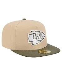 New Era Men's Light Beige/Olive Kansas City Chiefs Color Pack A-Frame 59FIFTY Fitted Hat