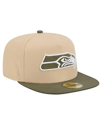 New Era Men's Beige/Olive Seattle Seahawks Color Pack A-Frame 59FIFTY Fitted Hat