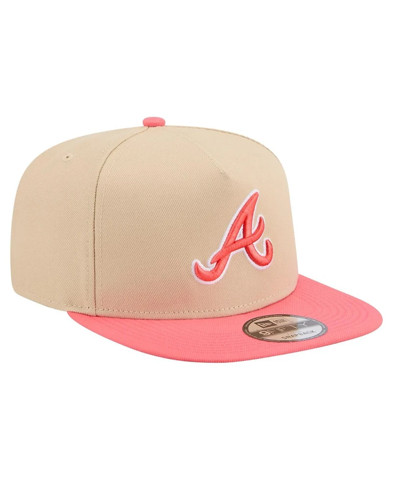 New Era Men's Light Beige/ Atlanta Braves Color Pack A-Frame 9FIFTY Snapback Hat
