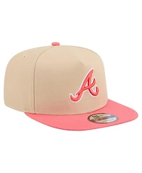 New Era Men's Light Beige/ Atlanta Braves Color Pack A-Frame 9FIFTY Snapback Hat
