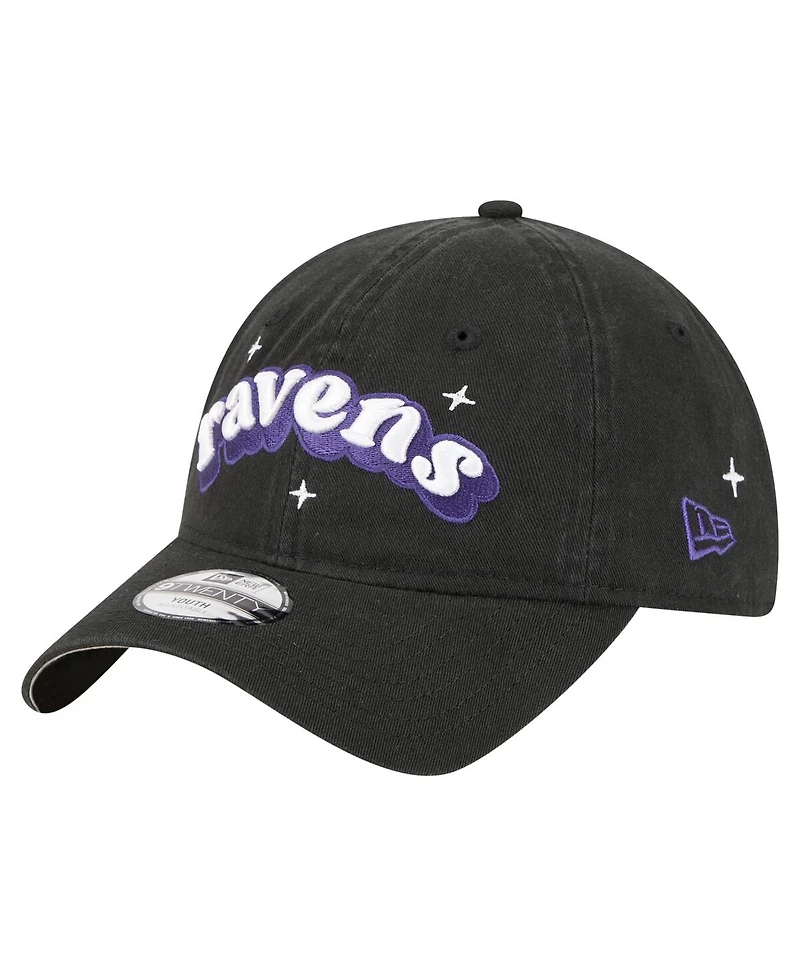 New Era Big Girls Black Baltimore Ravens Cheer 9TWENTY Adjustable Hat