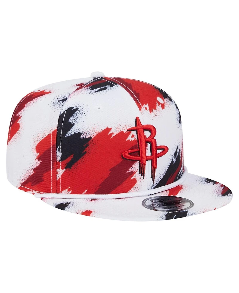 New Era Men's White Houston Rockets Paint 9FIFTY Snapback Hat