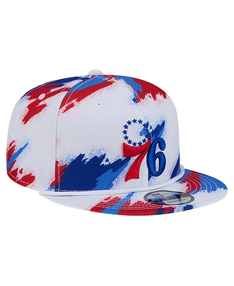 New Era Men's White Philadelphia 76ers Paint 9FIFTY Snapback Hat