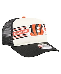 New Era Men's Cream/Black Cincinnati Bengals Banner A-Frame 9FIFTY Trucker Snapback Hat
