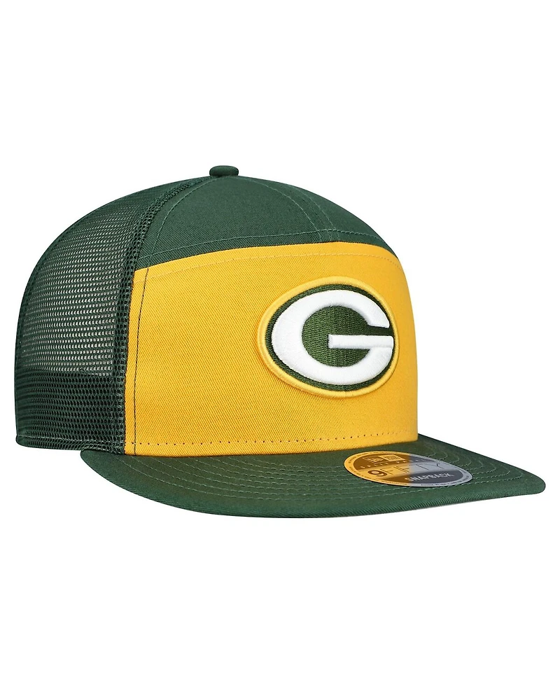 New Era Men's Gold/Green Bay Packers Outdoor Split Panel 9FIFTY Snapback Hat