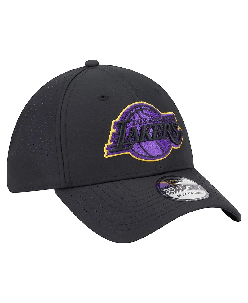New Era Men's Black Los Angeles Lakers Night 39THIRTY Flex Hat