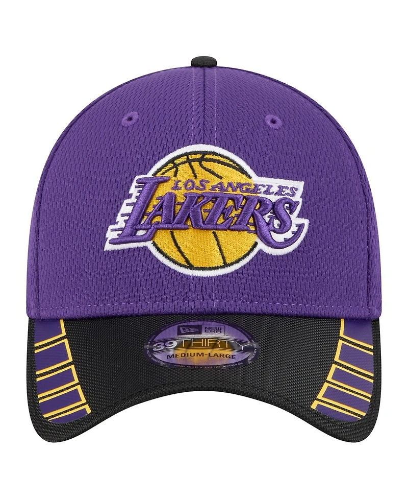 New Era Men's Purple Los Angeles Lakers Visor Hit 39THIRTY Flex Hat