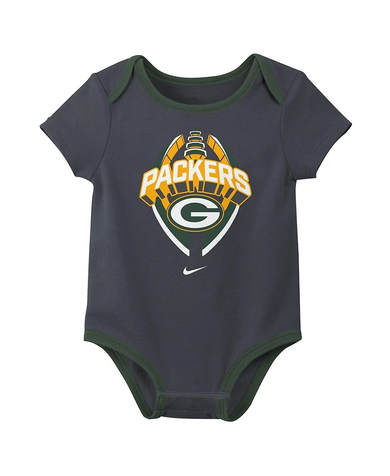 Nike Baby Boys and Girls 3-Piece Green Bay Packers Bodysuit Set