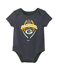 Nike Baby Boys and Girls 3-Piece Green Bay Packers Bodysuit Set