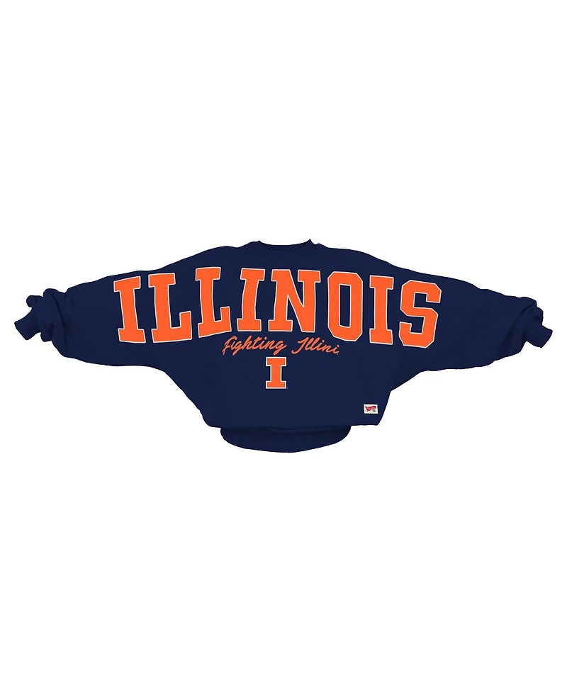 Pressbox Women's Navy Illinois Fighting Illini Flannigan Oversized Dolman Pullover Sweatshirt