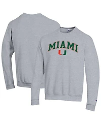 Champion Men's Heather Gray Miami Hurricanes Arch Over Logo Pullover Sweatshirt