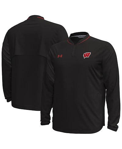 Under Armor Men's Black Wisconsin Badgers Motivate Long Sleeve Quarter-Zip Jacket