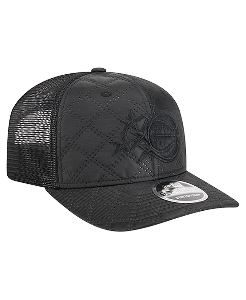 New Era Men's Black Orlando Magic Quilted Nylon 9SEVENTY Trucker Adjustable Hat