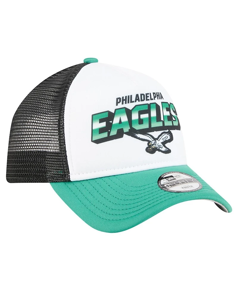 New Era Toddler White/Kelly Green Philadelphia Eagles Throwback Streak 9FORTY A-Frame Adjustable Hat