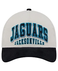 New Era Men's Cream/Black Jacksonville Jaguars Throwback Two-Tone Sided Corduroy 9FORTY A-Frame Adjustable Hat