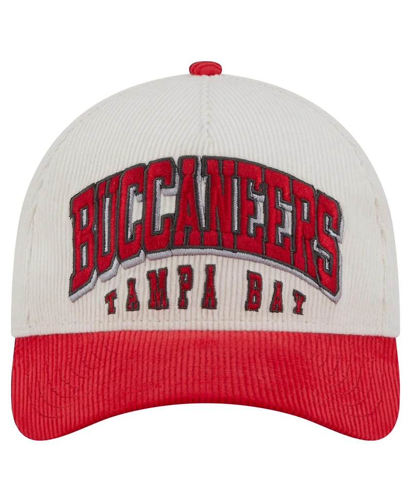 New Era Men's Cream/Red Tampa Bay Buccaneers Two-Tone Sided Corduroy 9FORTY A-Frame Adjustable Hat
