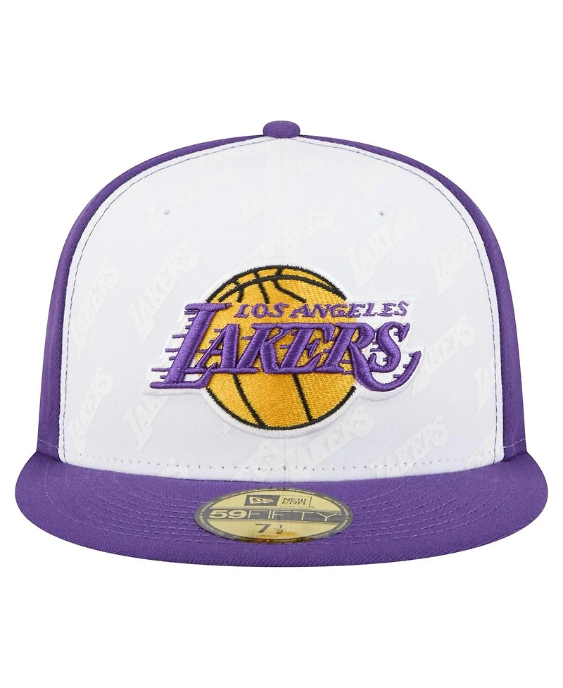 New Era Men's White/Purple Los Angeles Lakers Repeat 59Fifty Fitted Hat