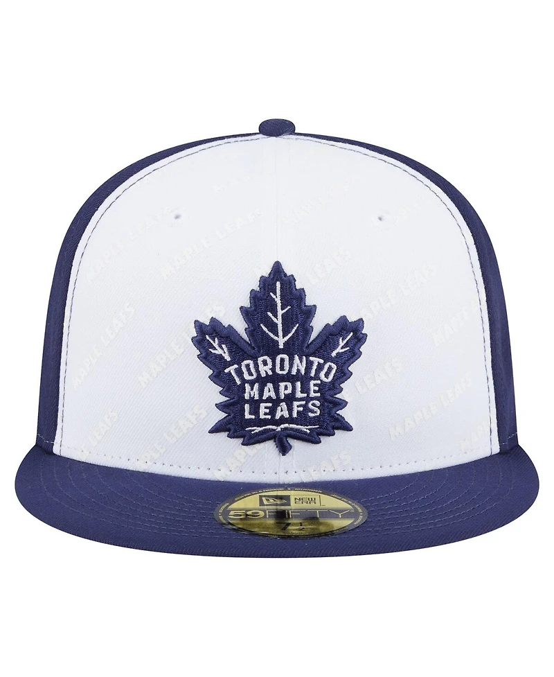 New Era Men's White/Blue Toronto Maple Leaf's Repeat Two-Tone 59FIFTY Fitted Hat