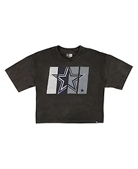 New Era Women's Black Dallas Cowboys Boxy Cropped Sport Night Mineral Wash T-Shirt
