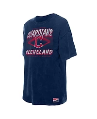 New Era Women's Navy Cleveland Guardians Mineral Wash Oversized T-Shirt