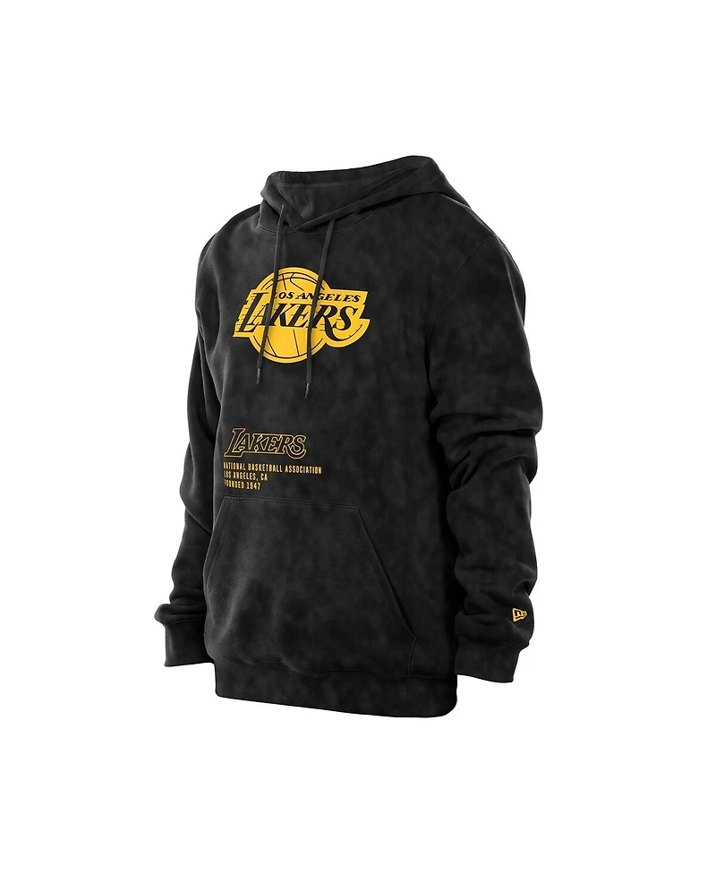 New Era Men's Black Los Angeles Lakers Sport Night Mineral Wash Pullover Hoodie