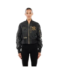 New Era x Alpha Industries Women's Black York Yankees Cropped Full-Zip Jacket