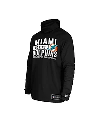 New Era Men's Black Miami Dolphins Functional Fandom Balaclava Helmet Stripe Tri-Blend Hoodie