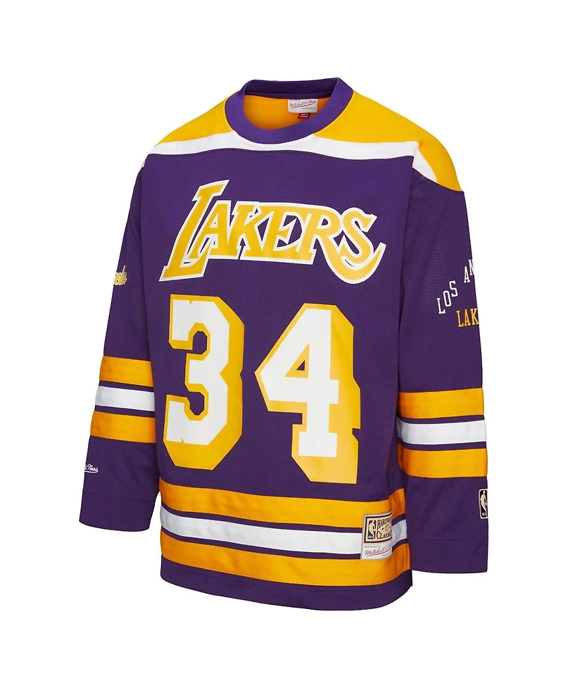 Mitchell & Ness Men's and Women's Shaquille O'Neal Purple Los Angeles Lakers Maxxed Out Fashion Hockey Jersey