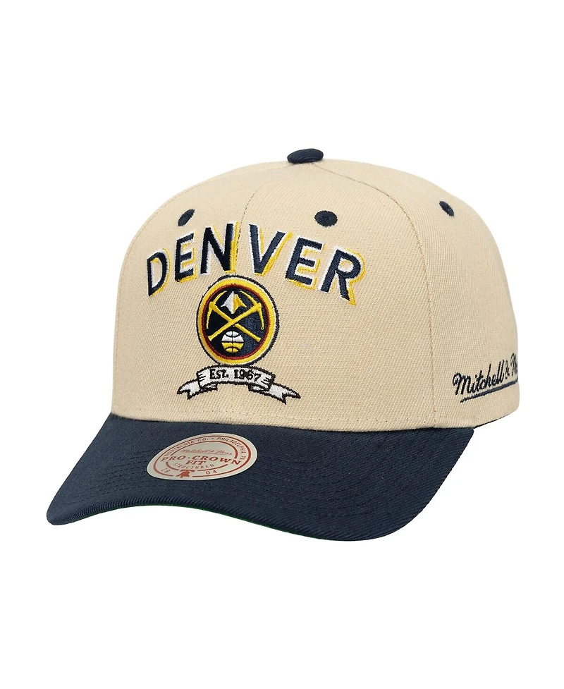 Mitchell & Ness Men's Cream/Navy Denver Nuggets Nba Champions Soul Legacy Defined Pro Crown Snapback Hat