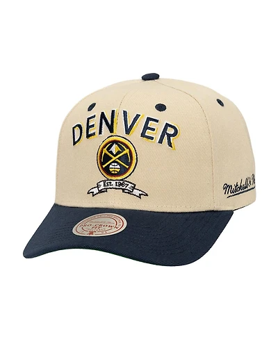 Mitchell & Ness Men's Cream/Navy Denver Nuggets Nba Champions Soul Legacy Defined Pro Crown Snapback Hat