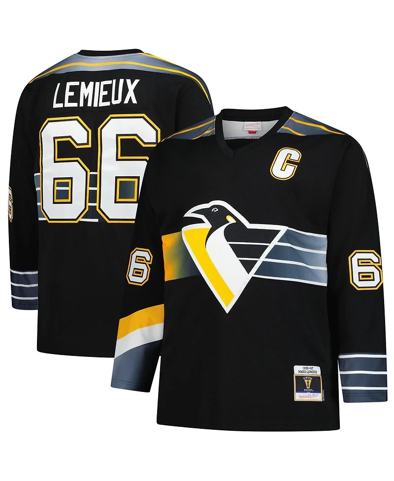 Mitchell & Ness Men's Mario Lemieux Black Pittsburgh Penguins 1996/97 Blue Line 2.0 Jersey