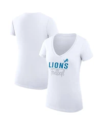 G-iii 4Her by Carl Banks Women's White Detroit Lions V-Neck Fitted T-Shirt