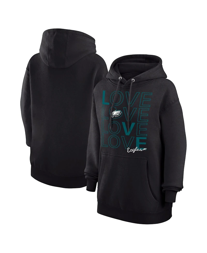 G-iii 4Her by Carl Banks Women's Black Philadelphia Eagles Love Graphic Pullover Hoodie