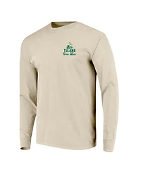 Image One Men's Natural Tulane Green Wave Comfort Colors Mascot Overlay Long Sleeve T-Shirt