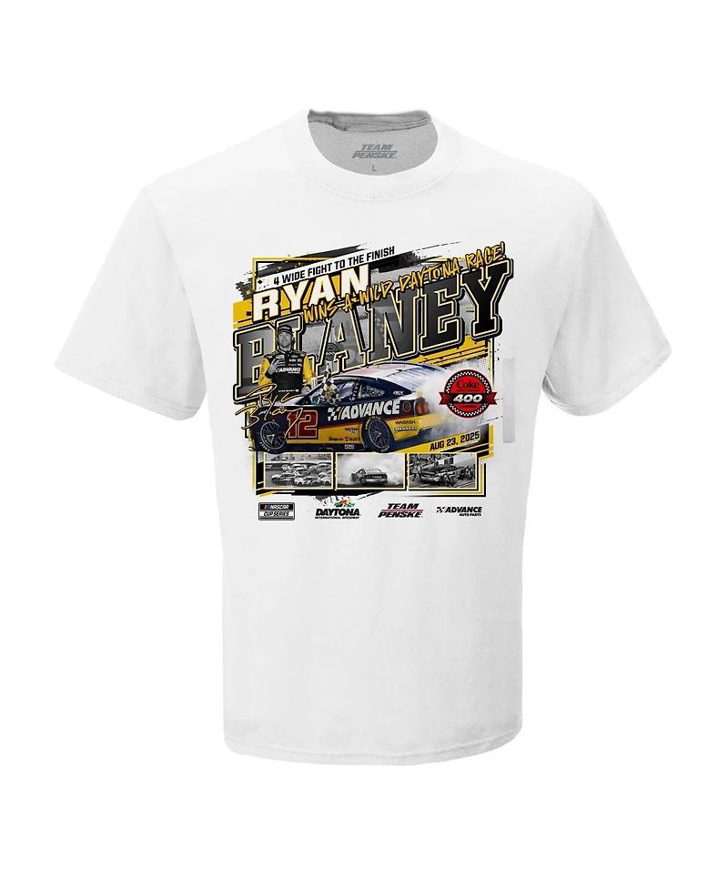 Checkered Flag Sports Men's White Ryan Blaney 2025 Coke Zero Sugar 400 Race Winner T-Shirt
