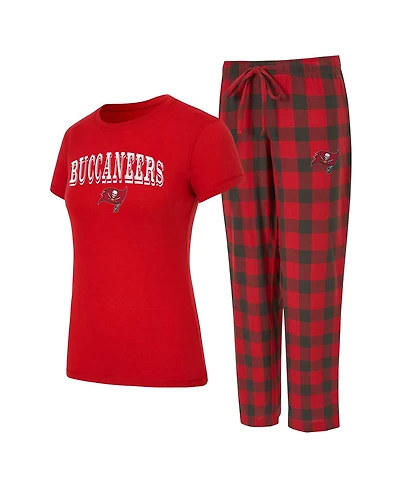 Concepts Sport Women's 2-Piece Red/Pewter Tampa Bay Buccaneers Avondale T-Shirt and Pants Flannel Pj Set