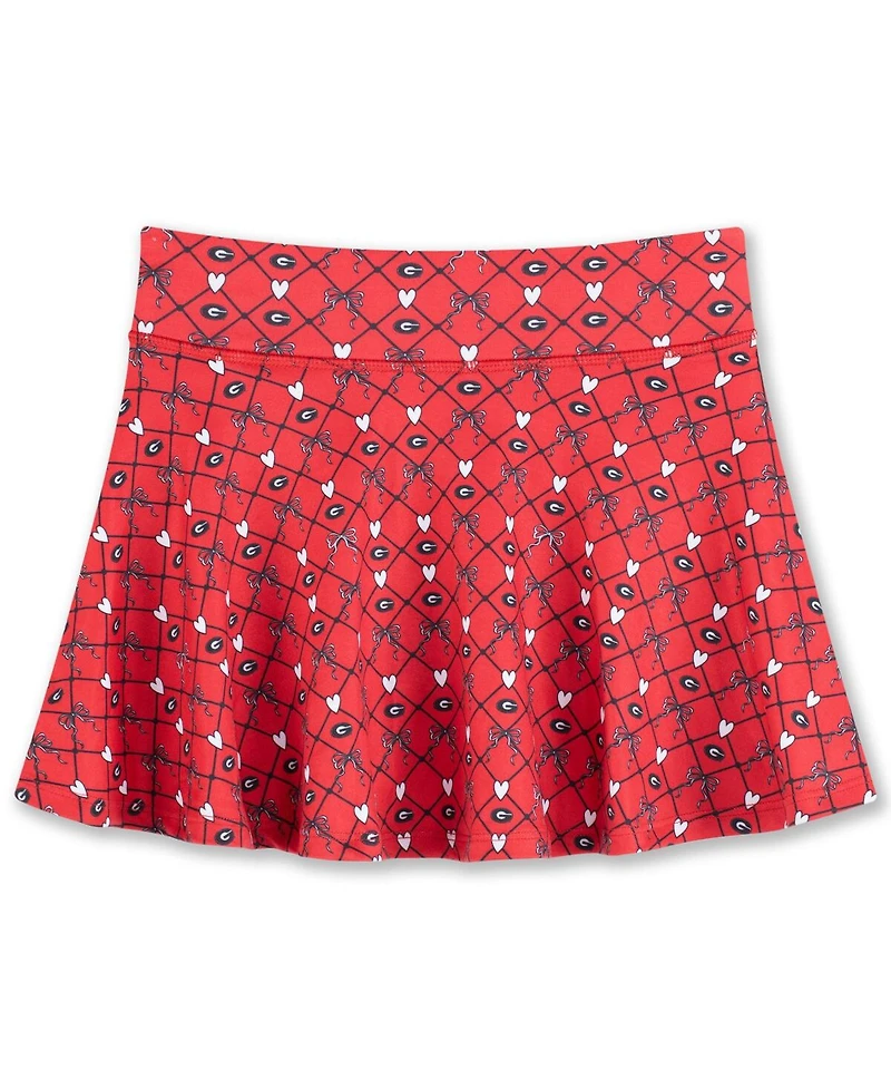 ZooZatz Big Girls Red Georgia Bulldogs All-Over Print Bow Team Logo Skort