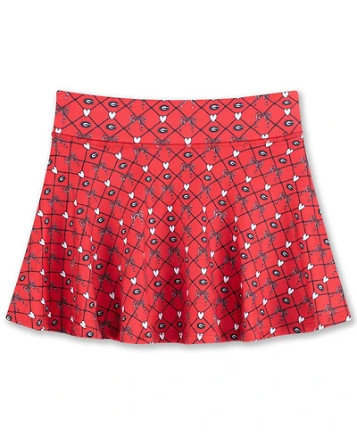 ZooZatz Big Girls Red Georgia Bulldogs All-Over Print Bow Team Logo Skort