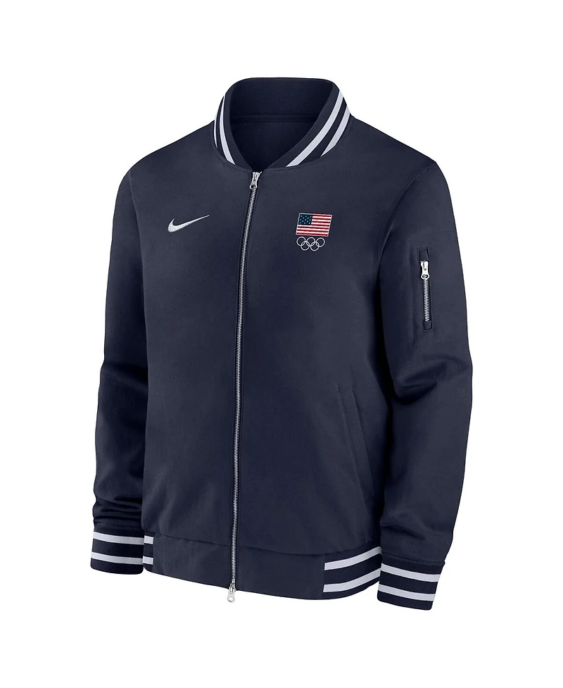 Nike Men's Navy Team Usa Full-Zip Bomber Jacket