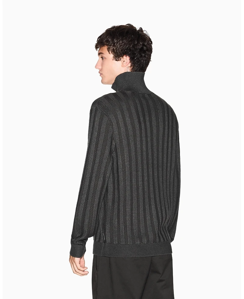 A|X Armani Exchange Men's Ribbed Quarter Zip Sweater