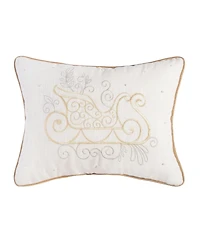 Golden Champagne Sleigh Embroidered Accent Pillow, 12" x 16" for Christmas