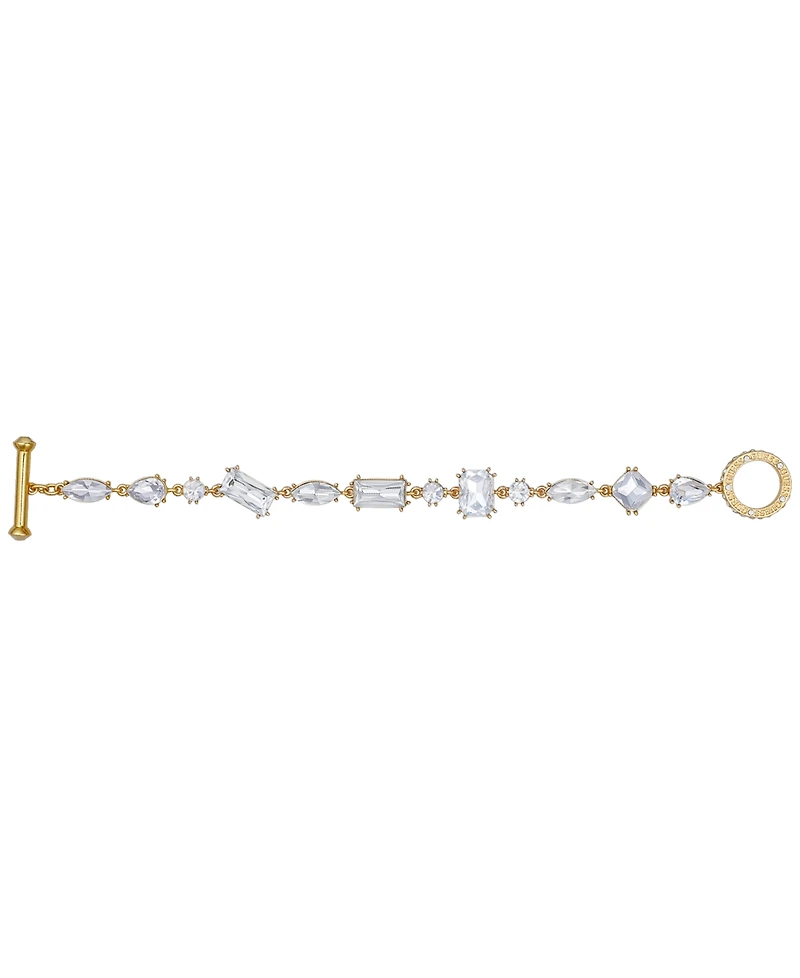 Guess Epoxy Glass Stone Silver and Gold-Tone Toggle Bracelet