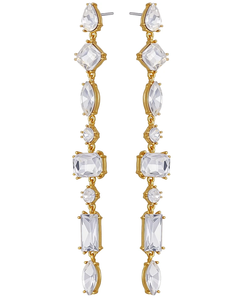 Guess Epoxy Glass Stone Silver and Gold-Tone Drop Earrings