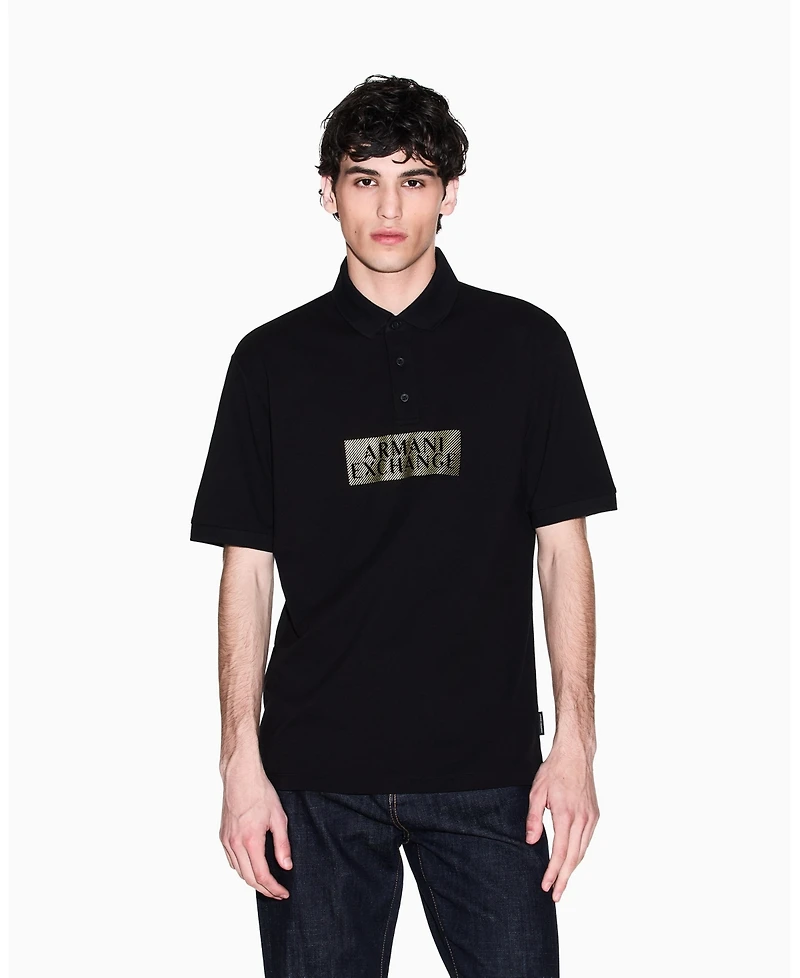A|X Armani Exchange Men's Gold Logo Polo Shirt