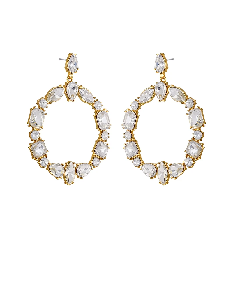 Guess Epoxy Glass Stone Silver and Gold-Tone Door Knocker Earrings