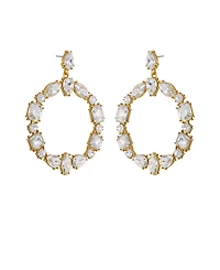 Guess Epoxy Glass Stone Silver and Gold-Tone Door Knocker Earrings