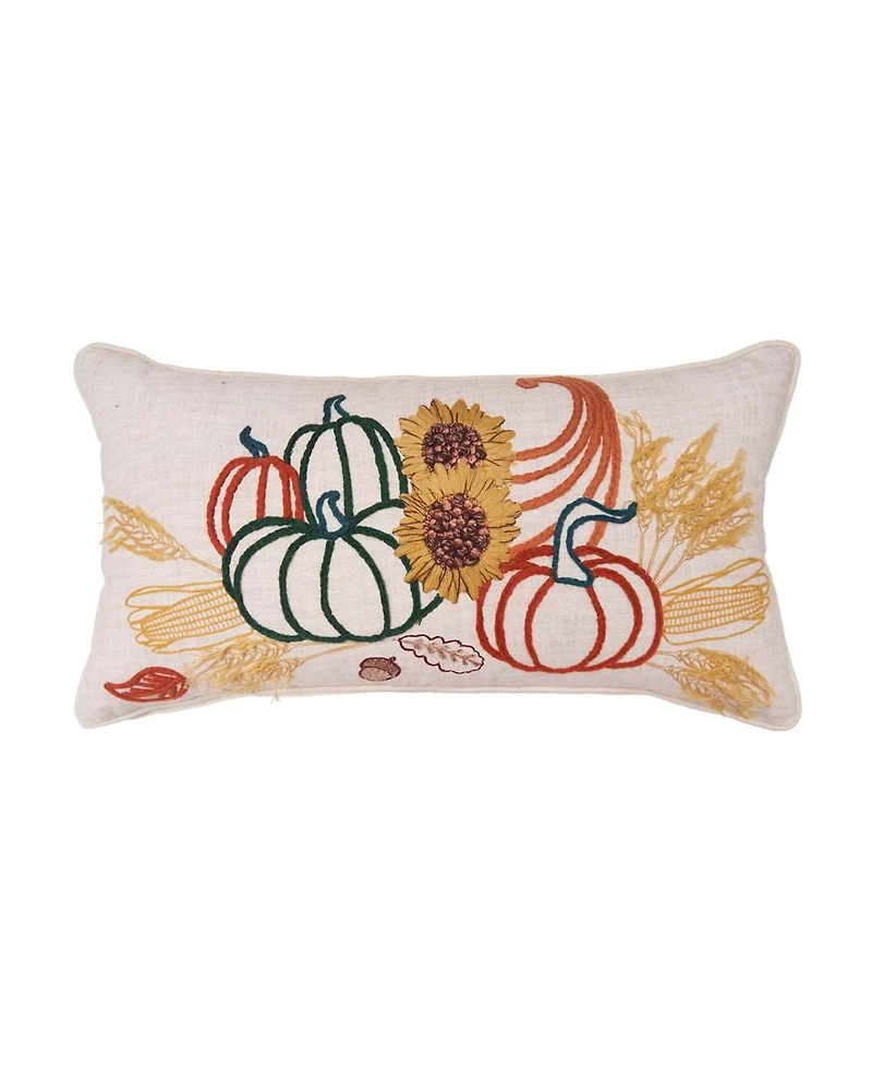 Autumn Botanical Cornucopia Throw Pillow, 12" x 24"